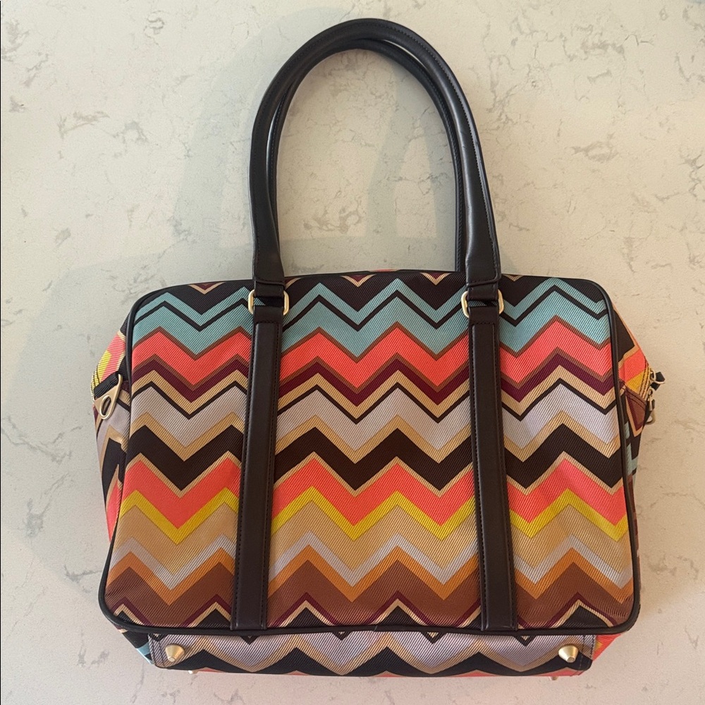 Missoni for Target Multicolor Chevron Satchel with Brown Trim